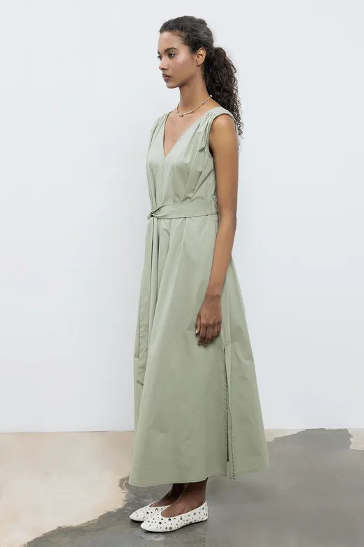 Bayan Haki Cotton Kloş Etekli  Midi Elbise - BSL