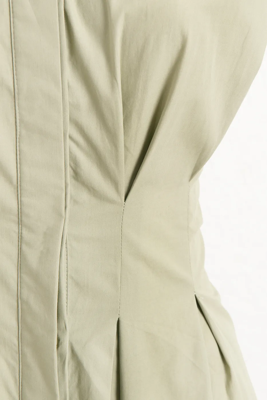 Bayan Yeşil Volanlı Midi Boy Gömlek Elbise