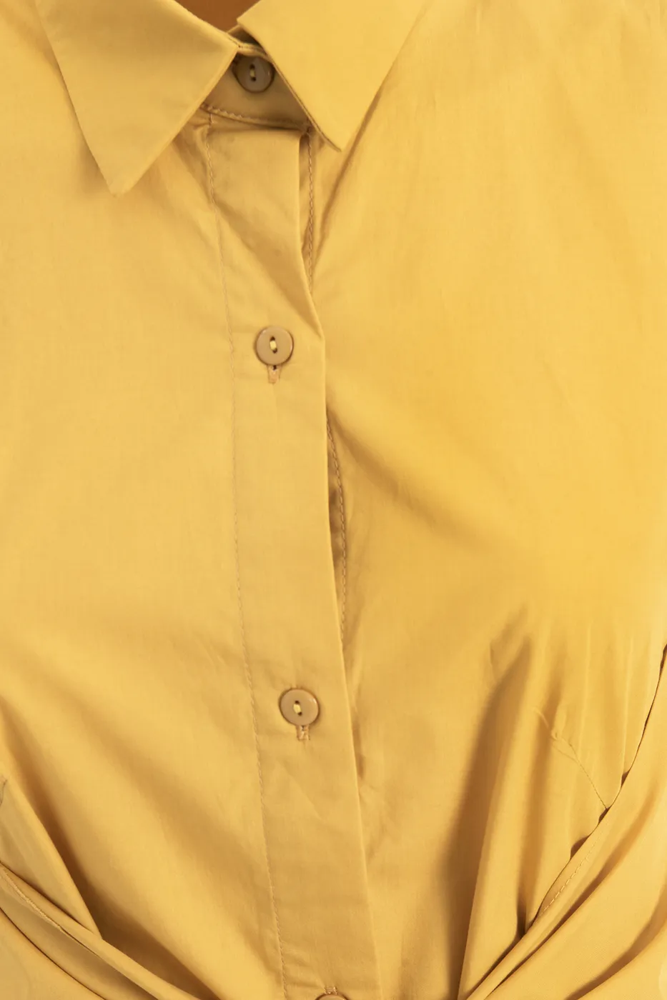 Bayan Hardal Cotton Midi  Gömlek Elbise