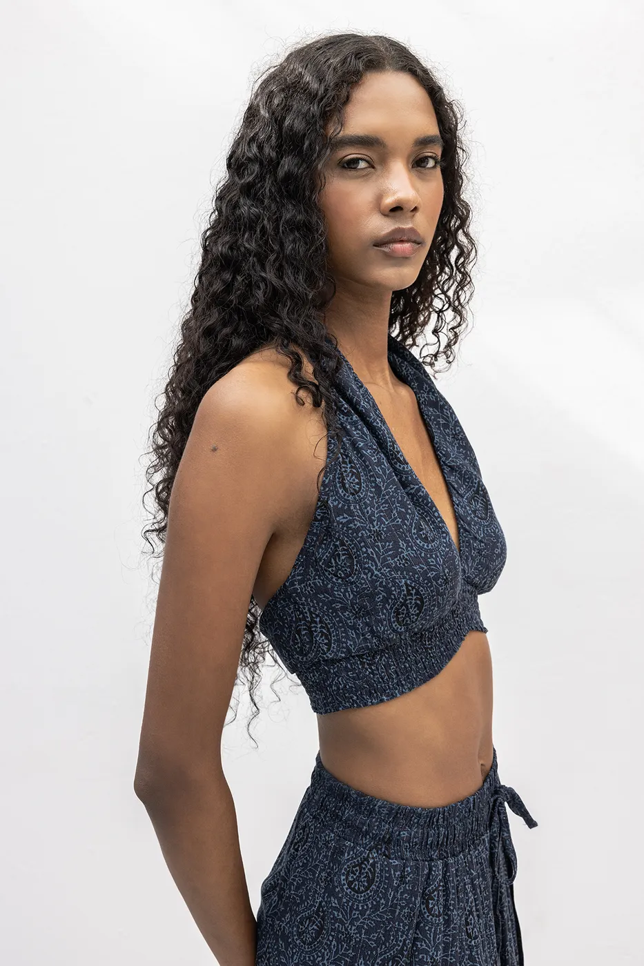 Bayan Lacivert Çapraz Boyundan Bağlı Büstiyer