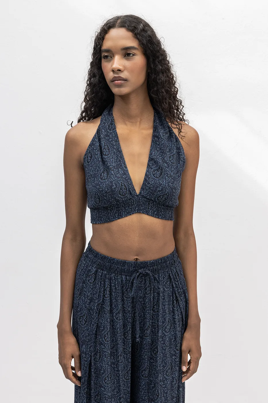 Bayan Lacivert Çapraz Boyundan Bağlı Büstiyer