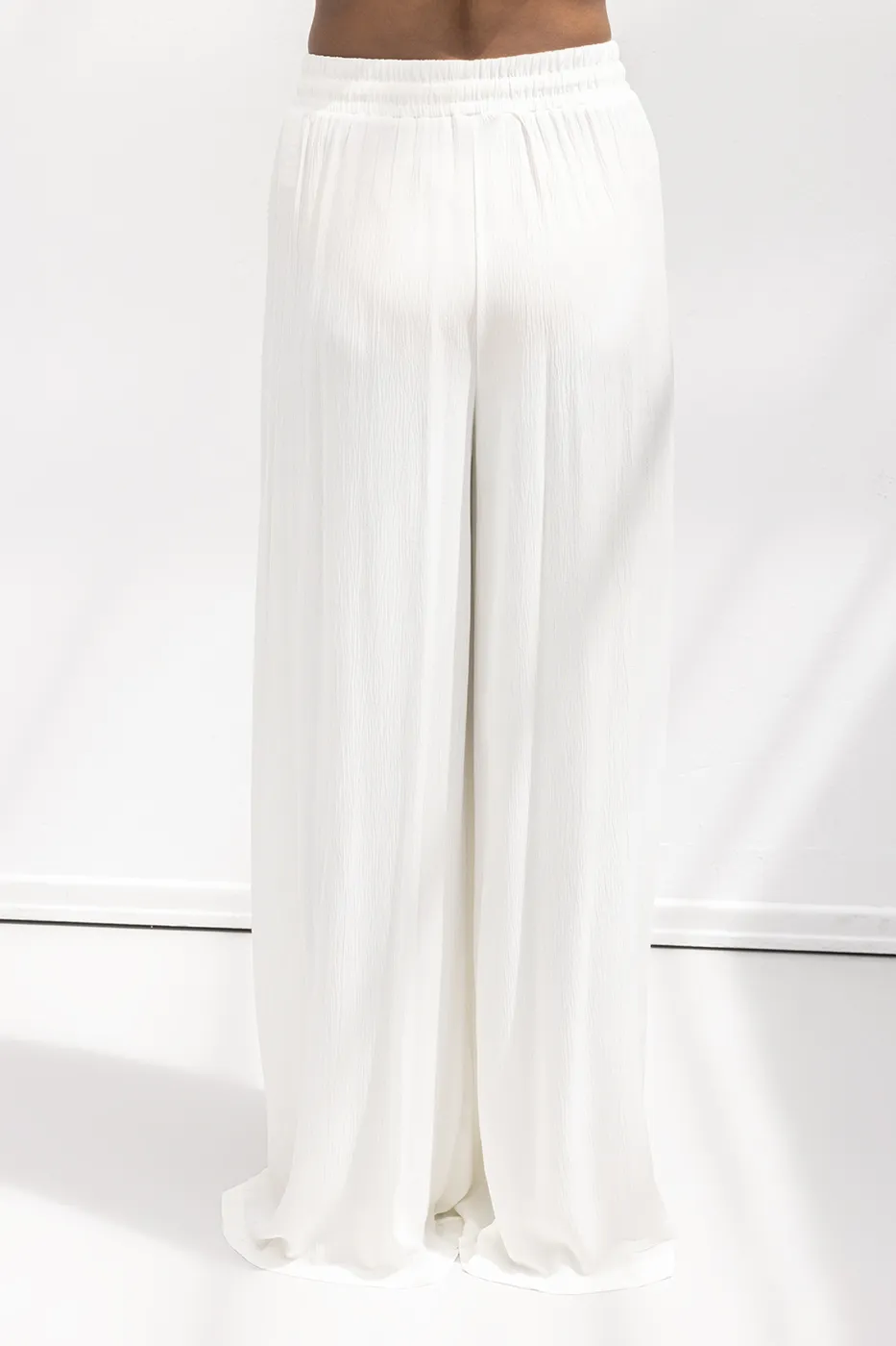 Bayan Ekru Derin Yırtmaçlı Anvelop Bol Pantolon