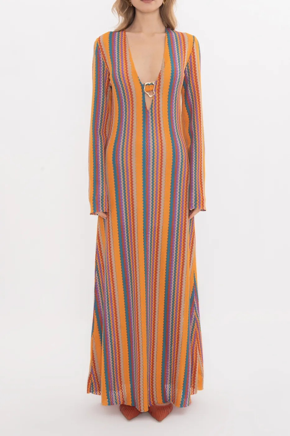 Bayan Multı Derin V Yakalı Maksi Elbise