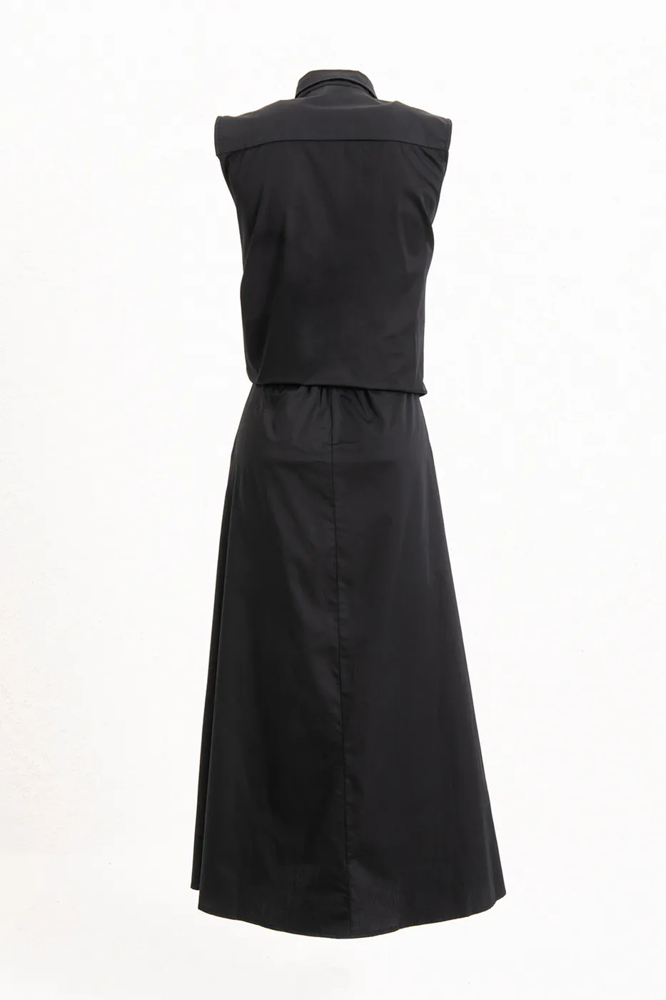 Bayan Siyah Cotton Midi  Gömlek Elbise