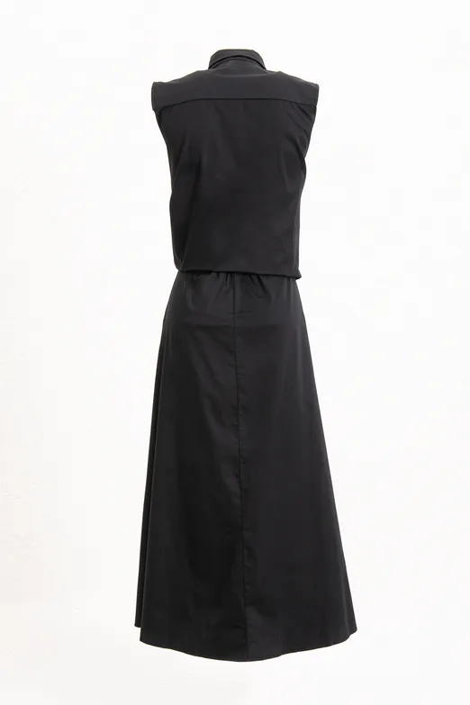 Bayan Siyah Cotton Midi  Gömlek Elbise - BSL