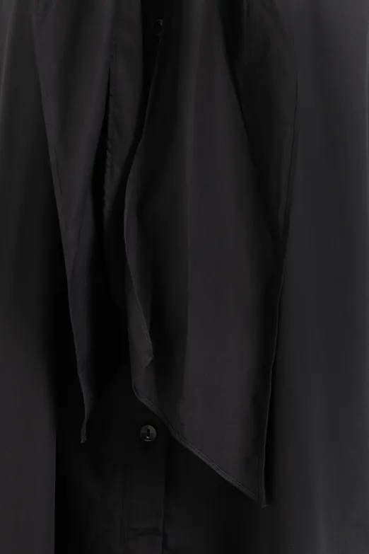 Bayan Siyah Cotton Midi  Gömlek Elbise - BSL