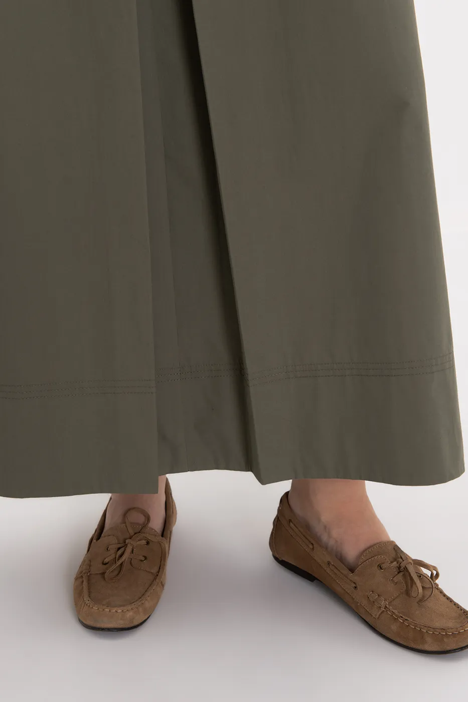 Bayan Haki Oversize Cotton Midi Elbise