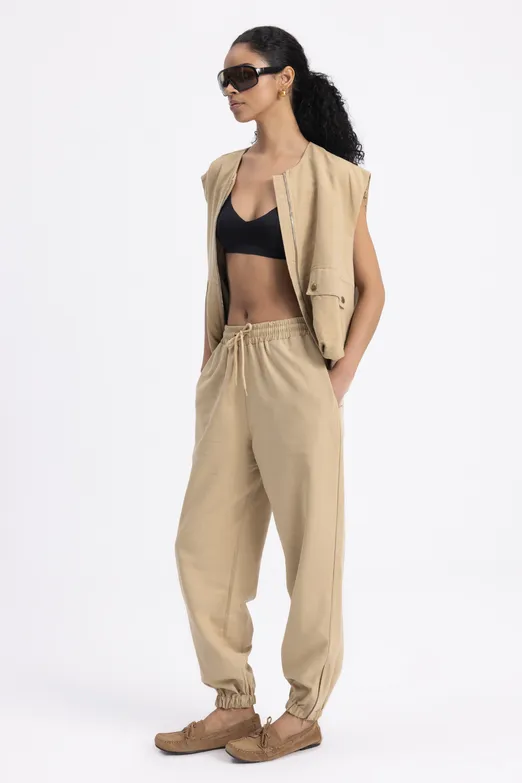 Bayan Bej Jogger Pantolon - BSL