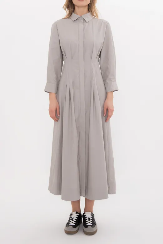 Bayan Taş Volanlı Midi Boy Gömlek Elbise - BSL