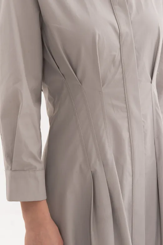 Bayan Taş Volanlı Midi Boy Gömlek Elbise - BSL