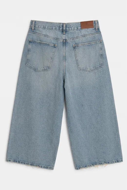 Bayan Mavi Baggy Denim Bermuda Şort - BSL