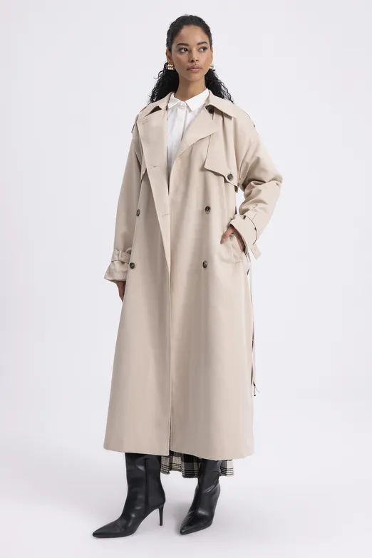 Bayan Bej Oversize Trençkot - BSL