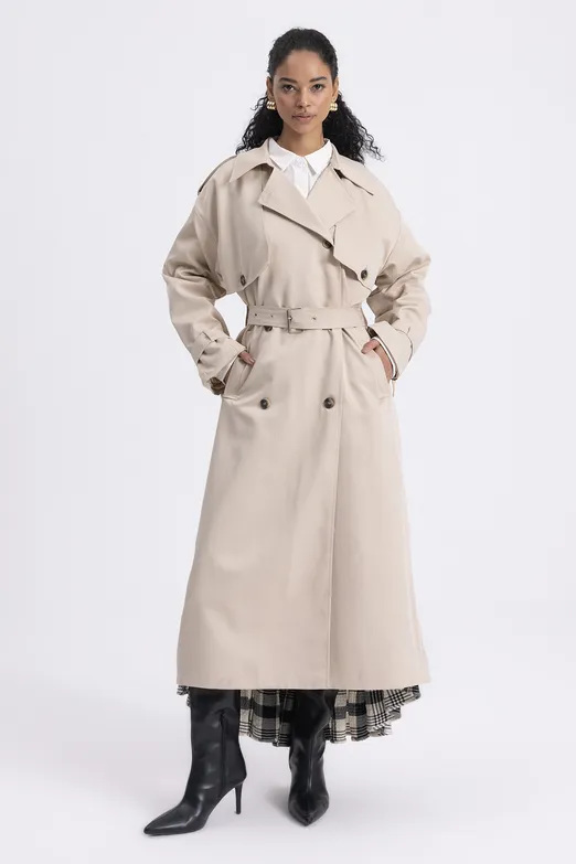 Bayan Bej Oversize Trençkot - BSL