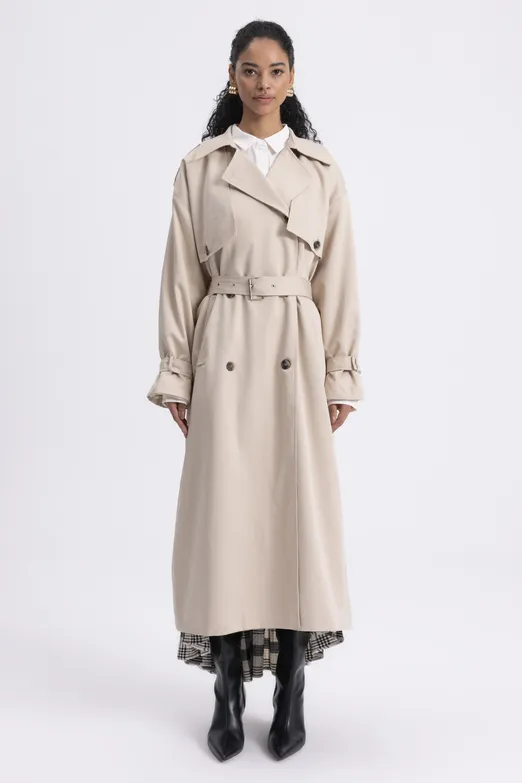Bayan Bej Oversize Trençkot - BSL