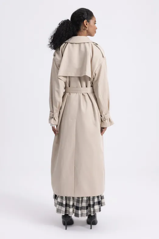 Bayan Bej Oversize Trençkot - BSL