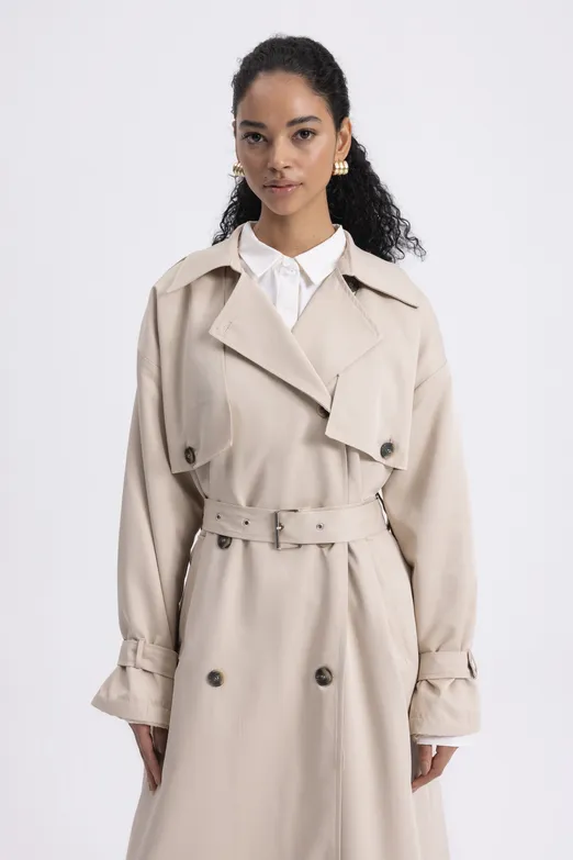 Bayan Bej Oversize Trençkot - BSL