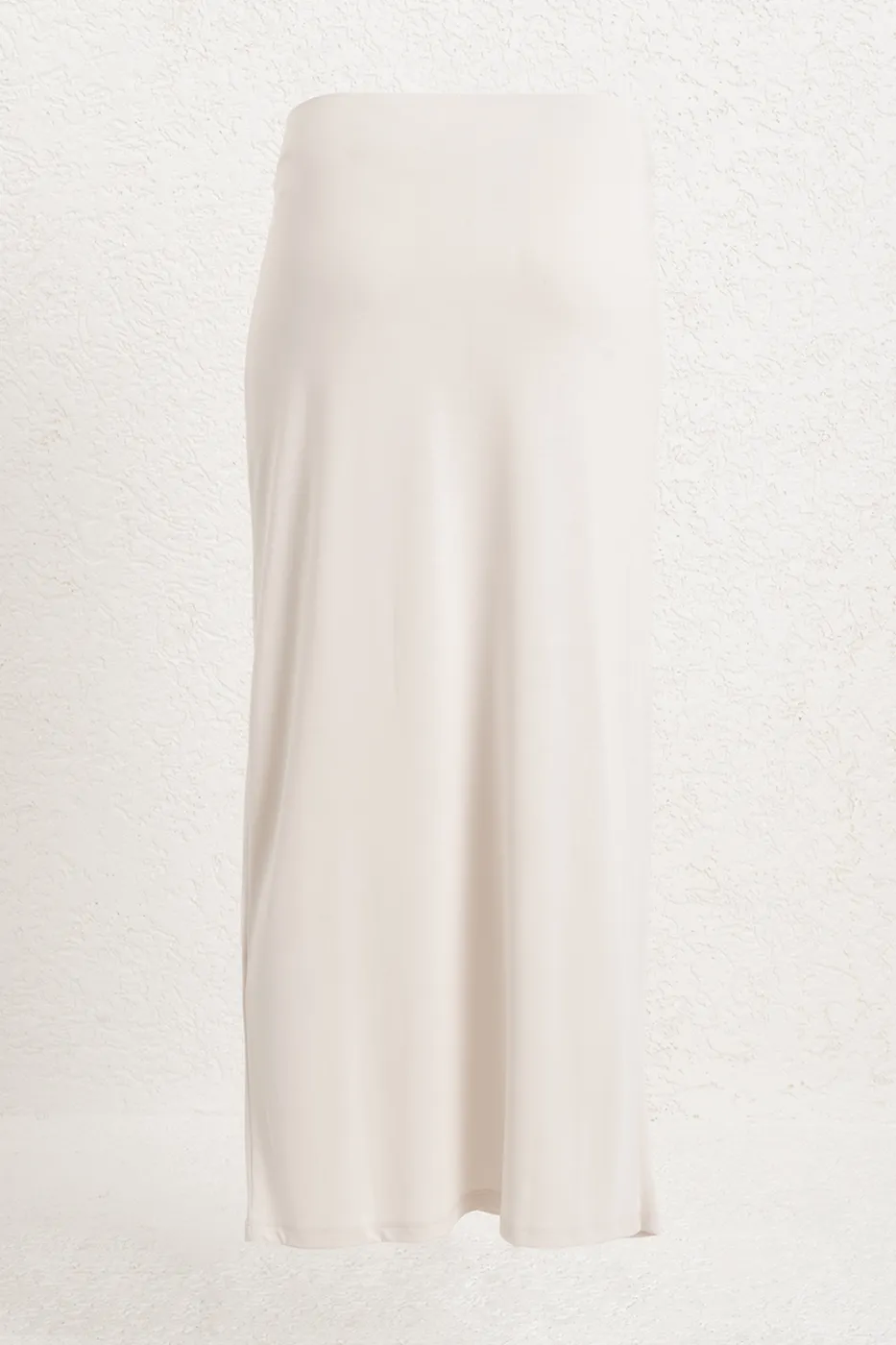 Bayan Ekru Modal Drapeli Midi Etek