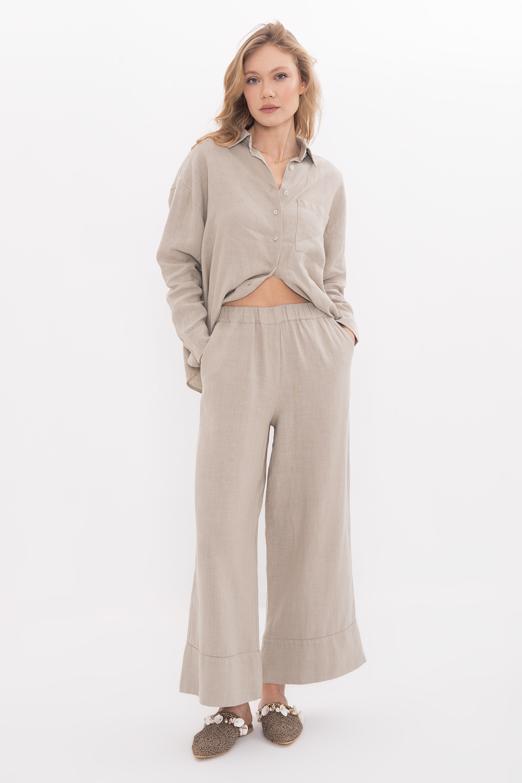 Bayan  %100 Keten Bol Pantolon