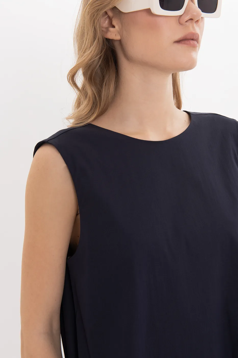 Bayan Lacivert Oversize Mini Elbise