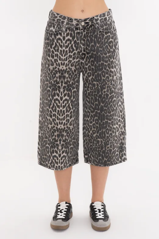 Bayan Bej Baggy Denim Bermuda Şort - BSL