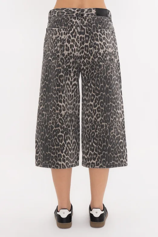 Bayan Bej Baggy Denim Bermuda Şort - BSL