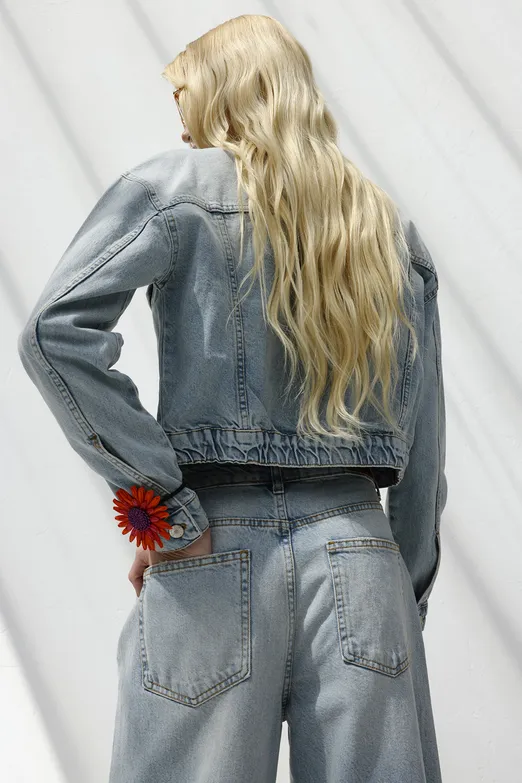 Bayan Mavi Palazzo Denim Pantolon - BSL
