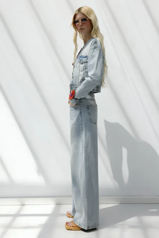 Bayan Mavi Palazzo Denim Pantolon - BSL