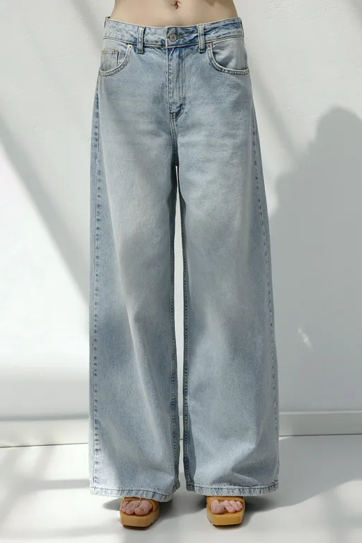 Bayan Mavi Palazzo Denim Pantolon - BSL