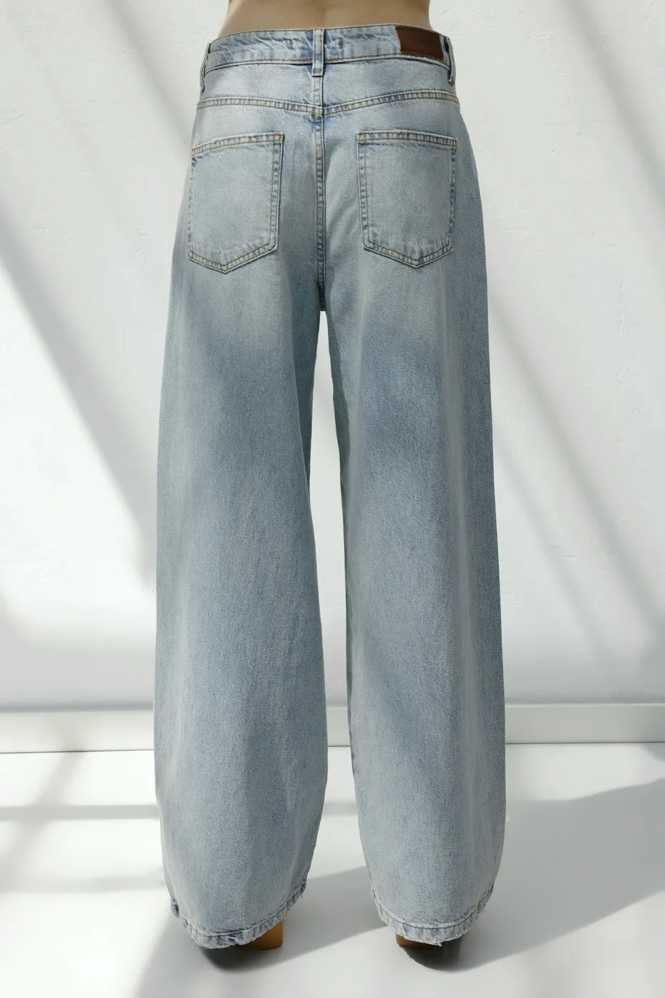 Bayan Mavi Palazzo Denim Pantolon