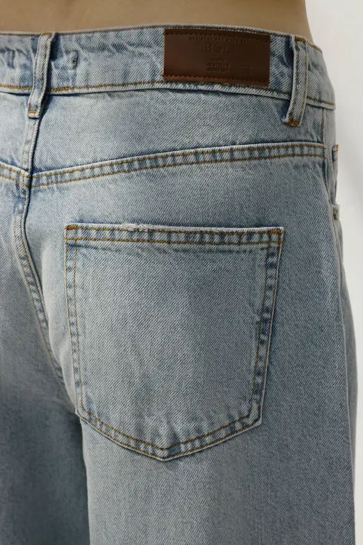 Bayan Mavi Palazzo Denim Pantolon - BSL
