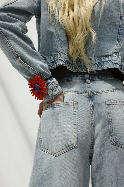 Bayan Mavi Palazzo Denim Pantolon - BSL