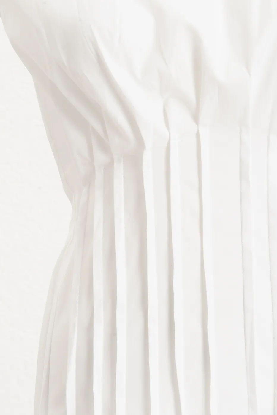 Bayan Beyaz %100 Cotton Nervür Dikiş Detaylı Maksi Elbise