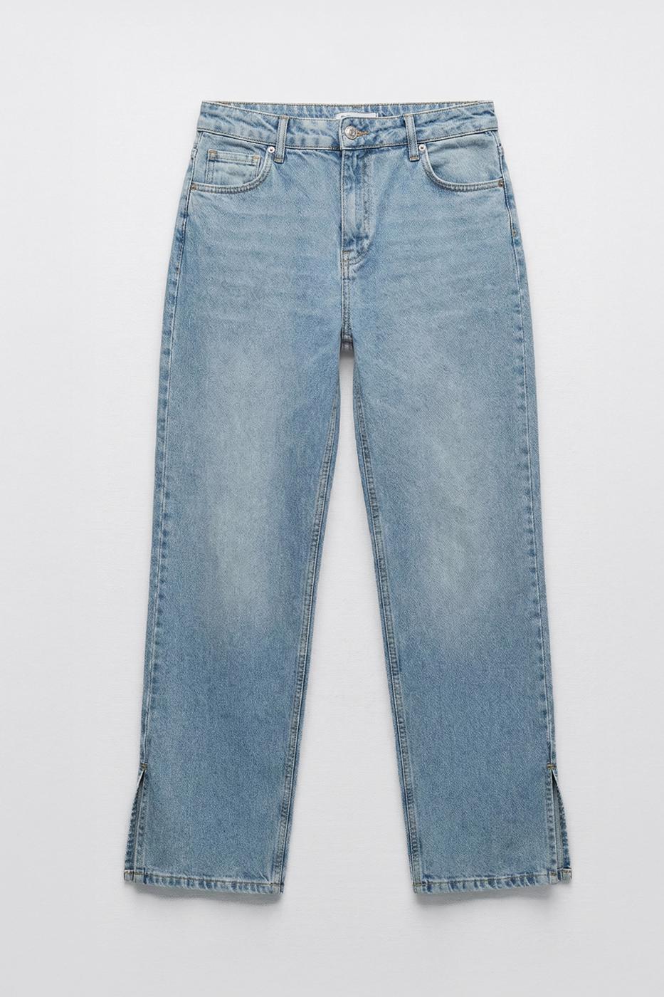 Paça Yırtmaçlı Denim Pantolon