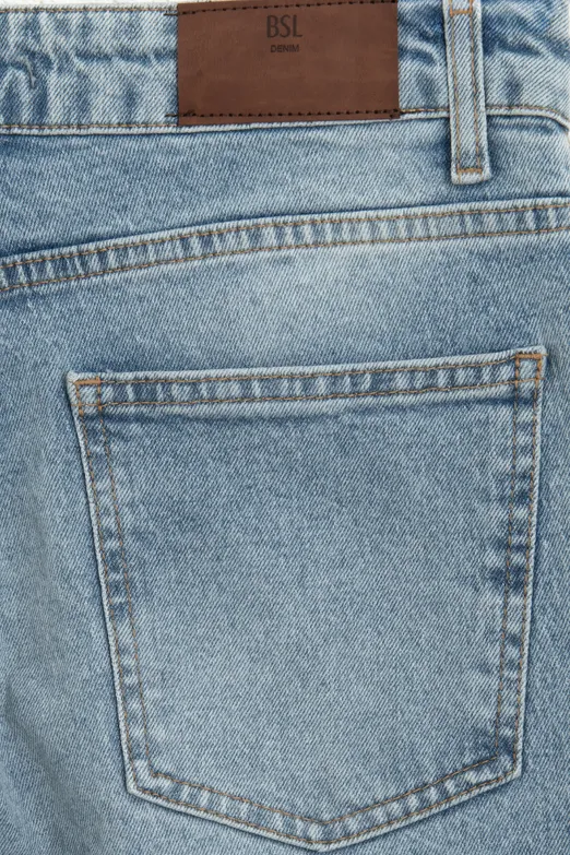 Bayan Mavi Paça Yırtmaçlı Denim Pantolon - BSL