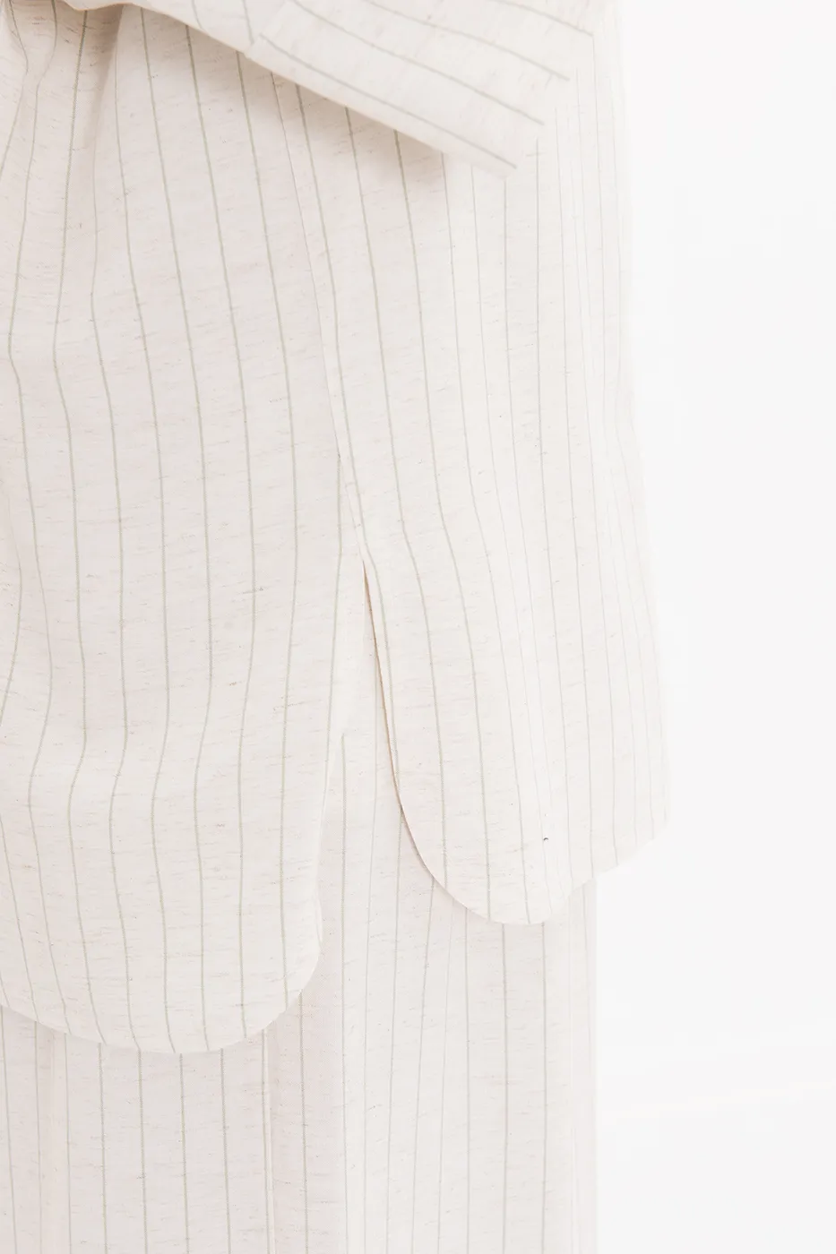 Bayan Bej Keten Karışımlı Oversize Gömlek