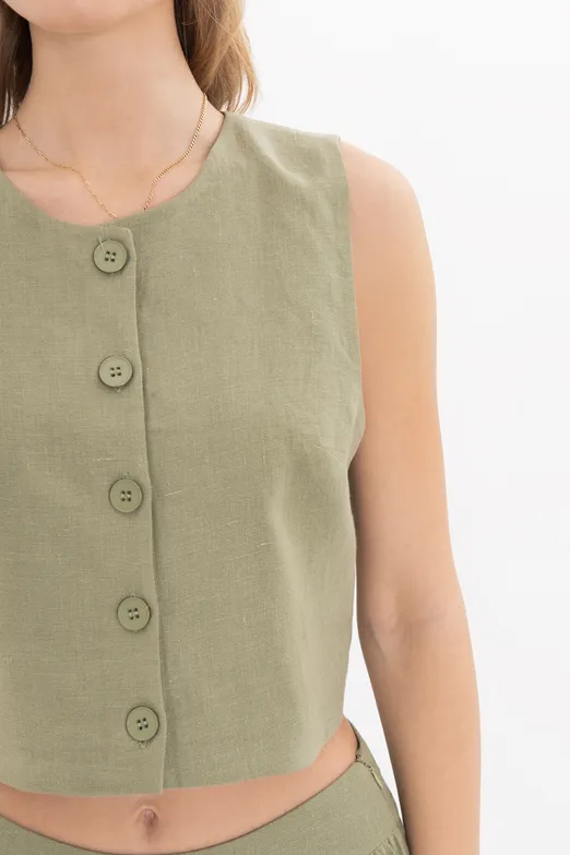 Bayan Haki %100 Keten  Yelek - BSL