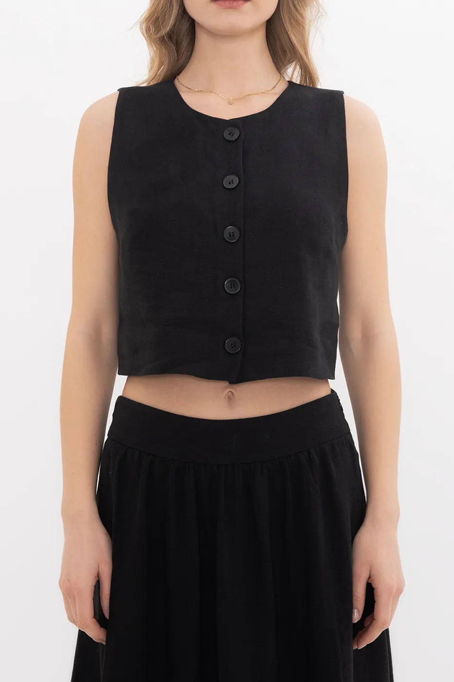 Bayan Siyah %100 Keten  Yelek