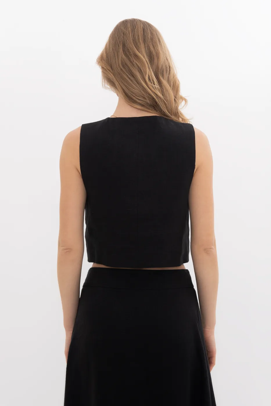 Bayan Siyah %100 Keten  Yelek