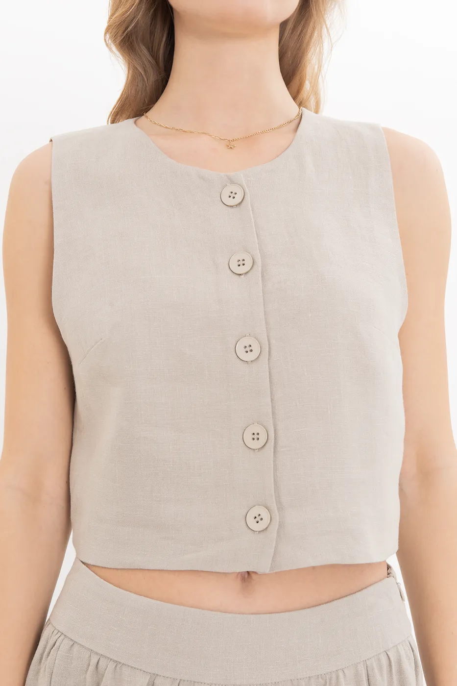 Bayan Vizon %100 Keten  Yelek