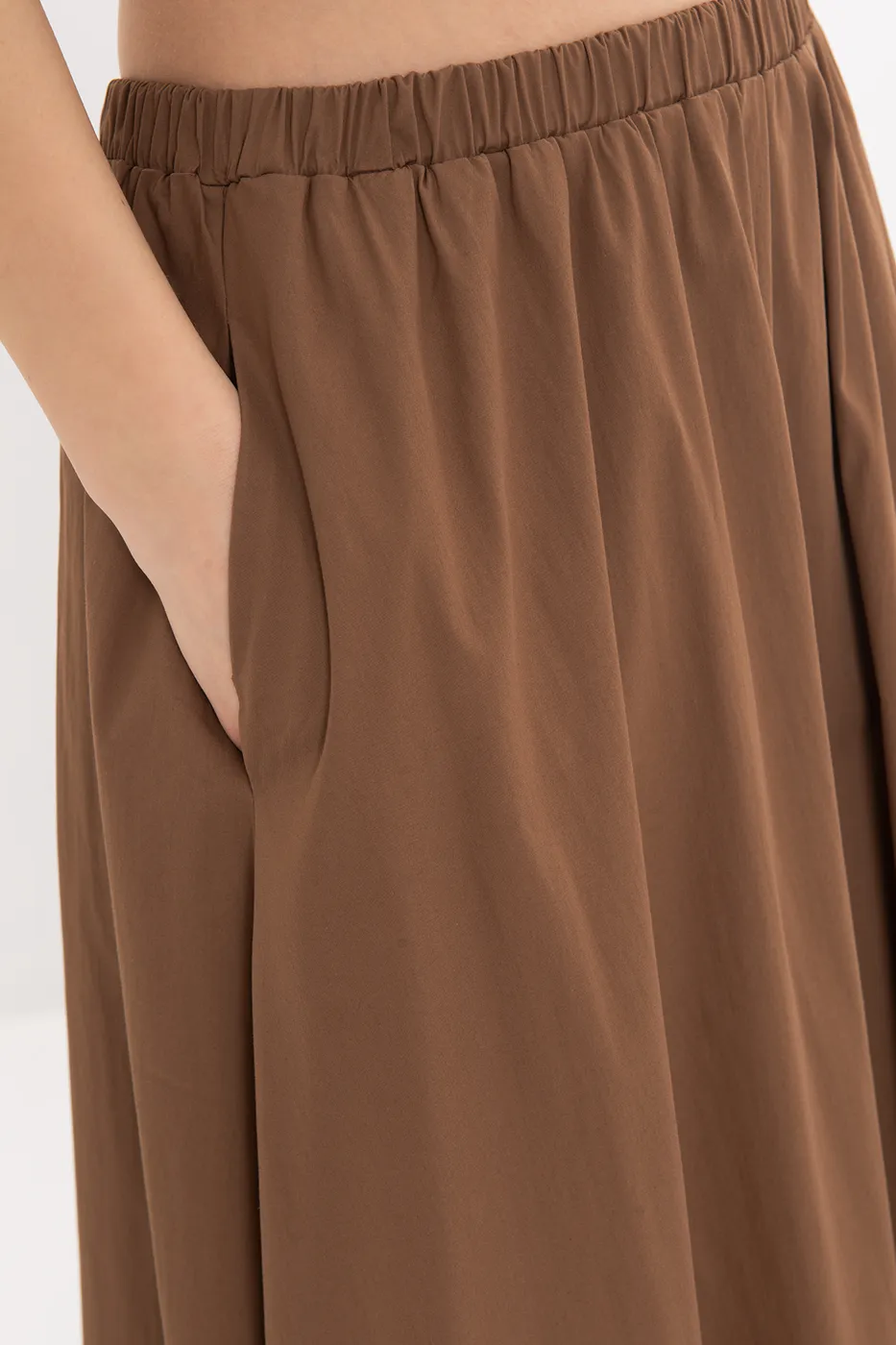 Bayan Tarçın Büzgülü Maksi Etek