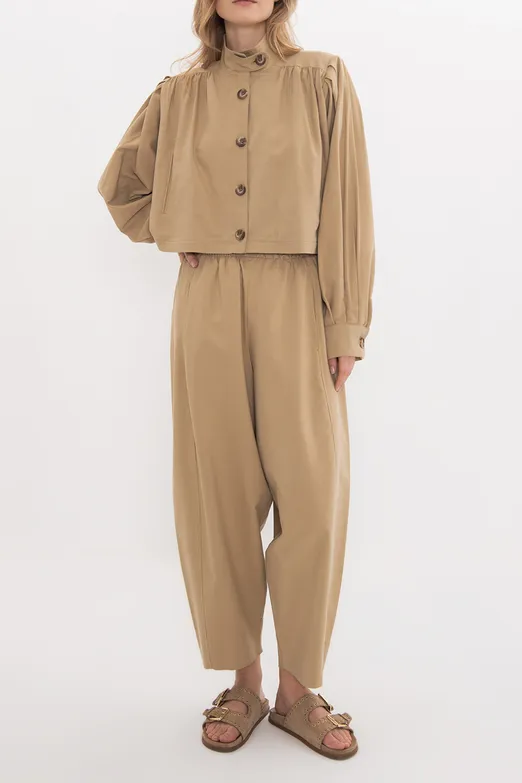 Bayan Camel Büzgülü Balon Pantolon - BSL