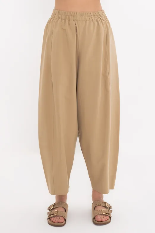 Bayan Camel Büzgülü Balon Pantolon - BSL