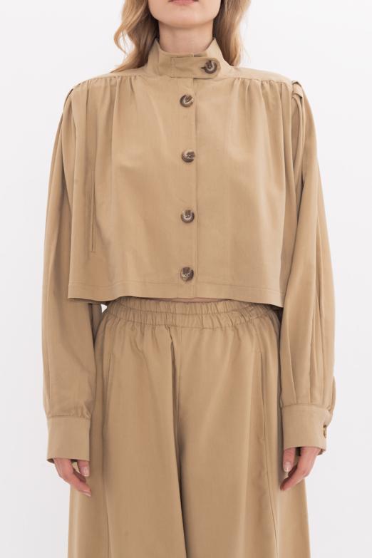 Bayan  Balon Kollu  Astarsız Crop Mont