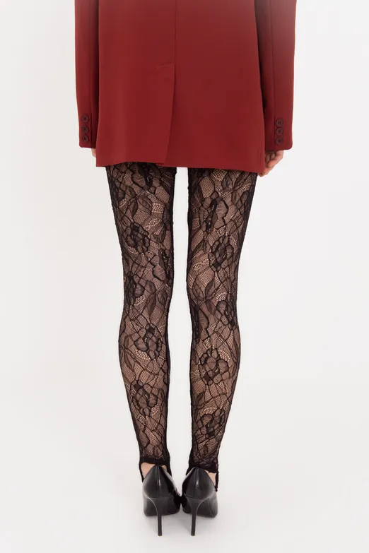 Bayan Siyah Dantel Tayt - BSL