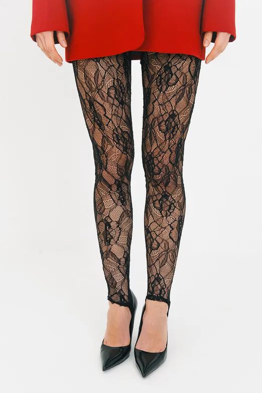 Bayan Siyah Dantel Tayt - BSL