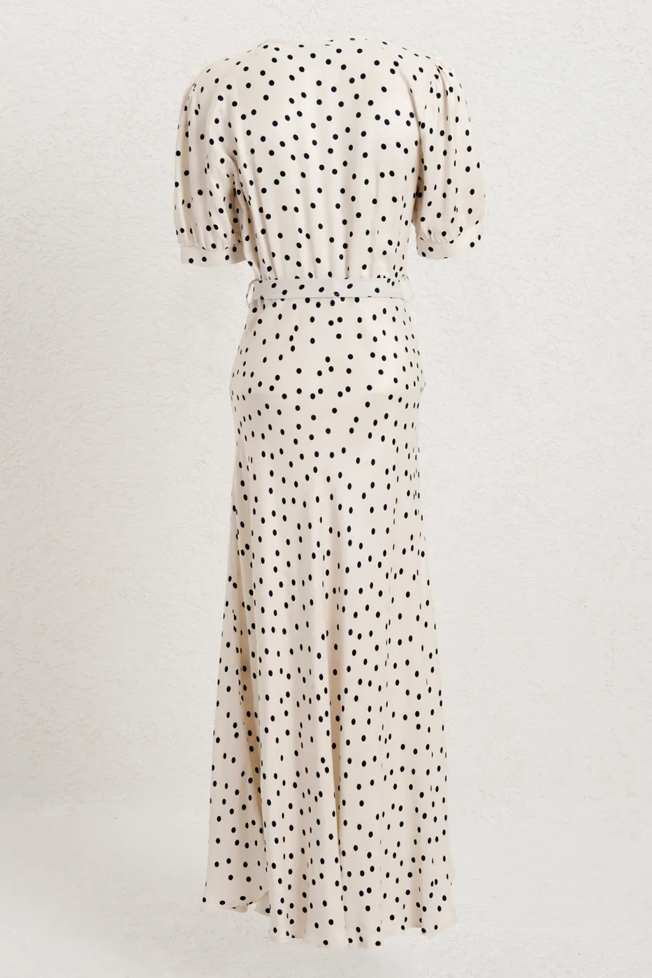 Bayan Ekru Volanlı Saten Midi Elbise