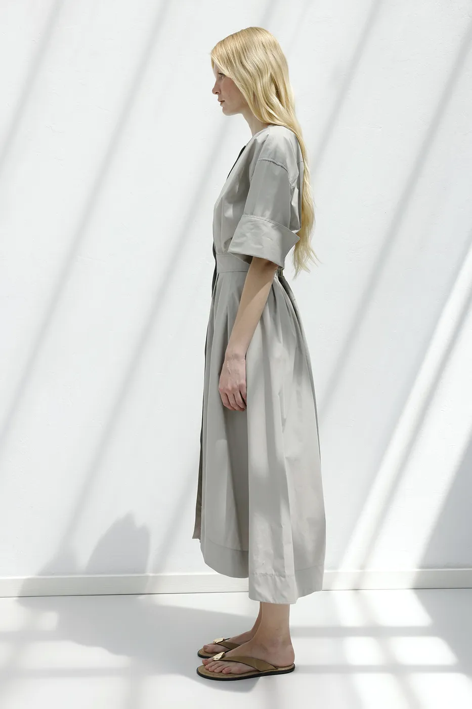 Bayan Taş Pileli Midi Gömlek Elbise