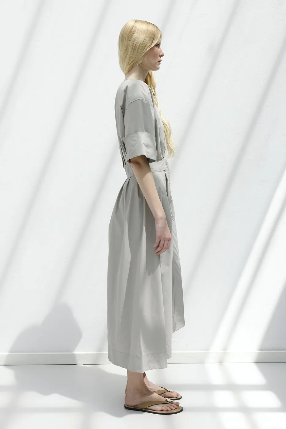 Bayan Taş Pileli Midi Gömlek Elbise