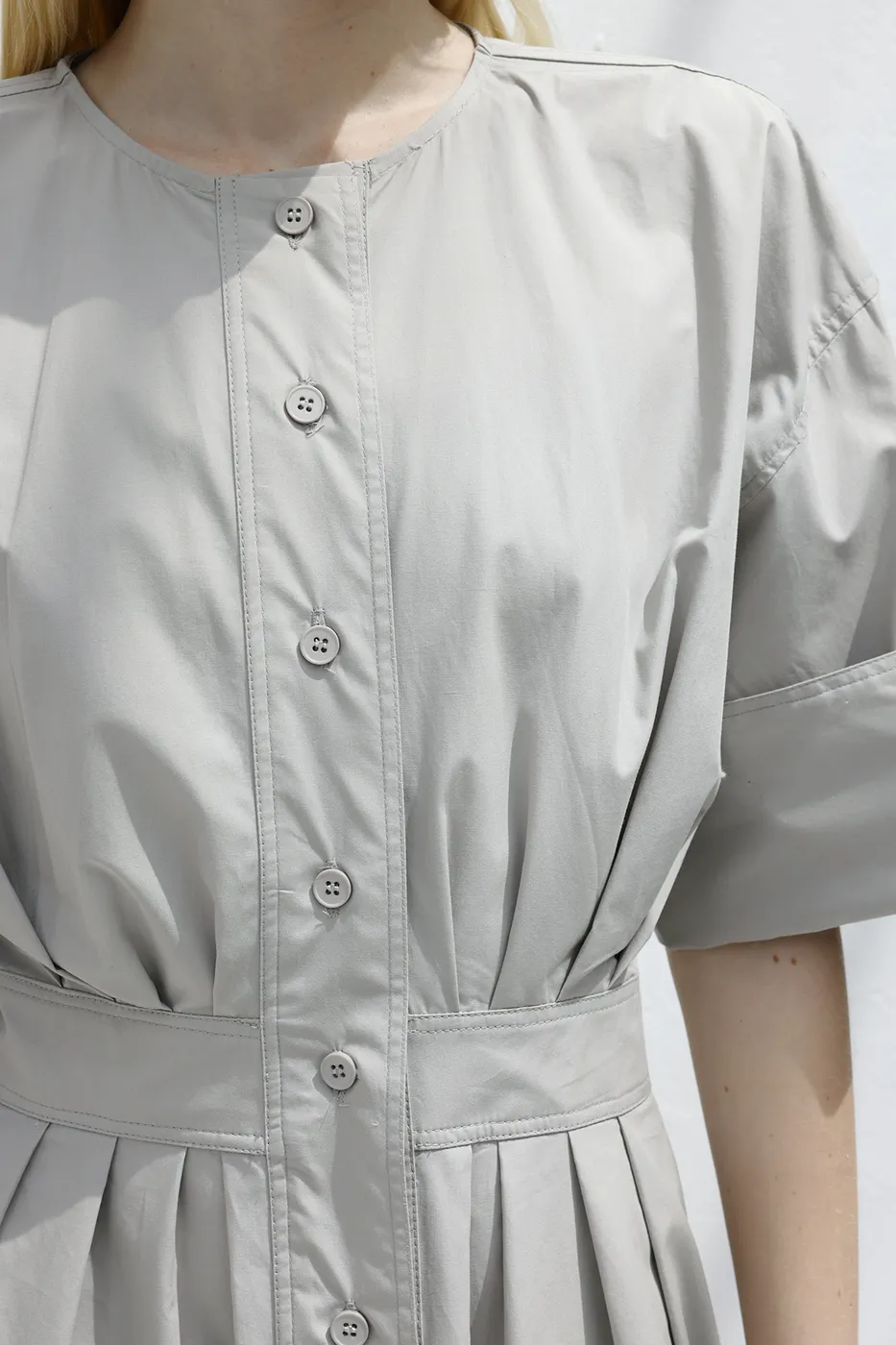 Bayan Taş Pileli Midi Gömlek Elbise