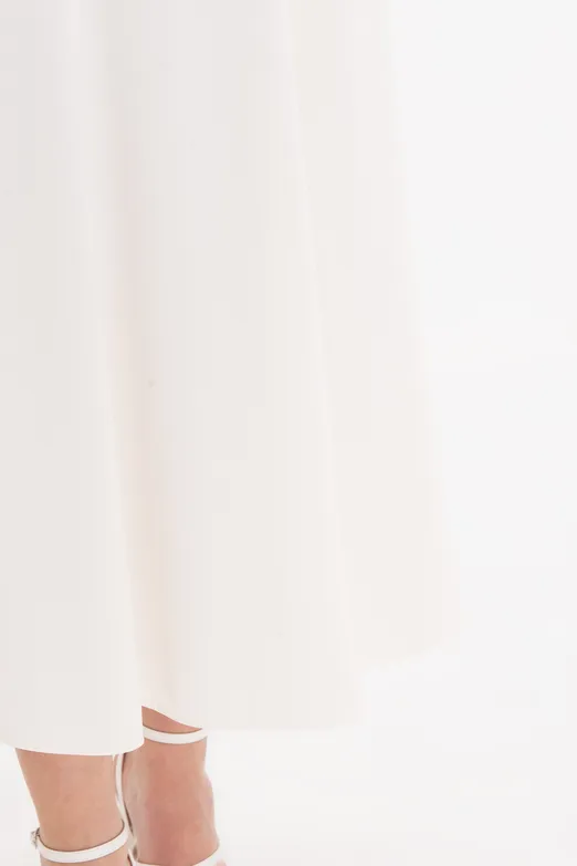 Bayan Ekru Parçalı Saten Midi Etek - BSL